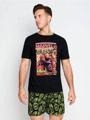 Bawełniana piżama dwuczęściowa z nadrukiem Marvel Kawaii Art Collection - wielobarwny. Piżamy męskie Sinsay, l, bez wzorów, z bawełny, bez ramiączek. Za 49.99 zł.