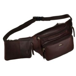 Skórzana nerka męska w brązowym kolorze z kieszeniami i etui na klucze - Peterson. Brązowe saszetki męskie Peterson, ze skóry, eleganckie. Za 169.99 zł.