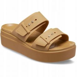 Sandały dla Kobiet Crocs Brooklyn Low Wedge Sandal. Brązowe sandały damskie Crocs, bez wzorów, z materiału, bez obcasa, na platformie, bez zapięcia. Za 289.00 zł.