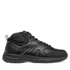 Trzewiki Geox. Czarne botki męskie Geox, bez wzorów, bez zapięcia. Za 639.99 zł.