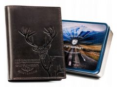 Portfel skórzany Peterson PTN N4-BE-DEER c. brązowy. Brązowe portfele męskie Peterson, bez wzorów, ze skóry. Za 85.99 zł.