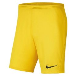 Spodnie piłkarskie męskie Nike Dry Park Iii. Żółte spodnie sportowe męskie Nike, m, z aplikacjami, z materiału, na fitness i siłownię, dri-fit (nike). Za 86.30 zł.