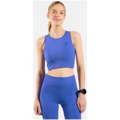 Koszulka tech. bez rękawów damska ODLO Tank crop X-ALP TRAIL CARGO. Niebieskie koszulki sportowe damskie Odlo, l, bez wzorów, z elastanu, bez kołnierzyka, bez ramiączek, do biegania. Za 359.99 zł.