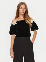 Eleh Bluzka E00201 Czarny Regular Fit. Czarne bluzki damskie Eleh, s, bez wzorów, z bawełny, bez kołnierzyka, bez ramiączek. Za 199.99 zł.