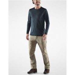 Bluza męska Fjallraven Abisko Wool LS. Niebieskie bluzy męskie Fjällräven, na jesień, l, bez wzorów, z poliesteru, bez kaptura. Za 399.00 zł.