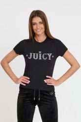 JUICY COUTURE Czarny t-shirt Ryder Rodeo Fitted. Czarne t-shirty damskie Juicy Couture, s, bez wzorów, bez kołnierzyka. W wyprzedaży za 129.99 zł.