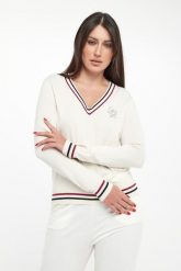 Sweter damski z logo LIU JO. Swetry damskie Liu Jo, m, bez wzorów, bez kołnierzyka, bez ramiączek, bez kaptura. Za 429.00 zł.