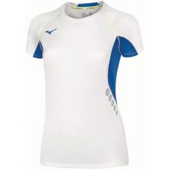 Premium T-shirt damski Mizuno JPN. Białe koszulki sportowe damskie Mizuno, bez wzorów, bez kołnierzyka, bez ramiączek, do biegania. Za 166.50 zł.