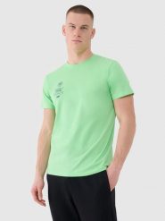 4F T-shirt regular z nadrukiem męski - zielony XXL. Zielone koszulki sportowe męskie 4f, m, bez wzorów, z bawełny, klasyczne, bez kołnierzyka. W wyprzedaży za 49.99 zł.