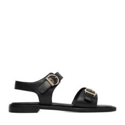 Sandały Beverly Hills Polo Club. Czarne sandały damskie Beverly Hills Polo Club, bez wzorów, bez obcasa, na płaskiej podeszwie, bez zapięcia. Za 299.99 zł.