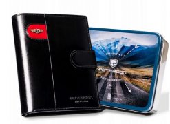 Portfel skórzany Peterson [D] PTN 22310L-VT-E czarny. Czarne portfele męskie Peterson, bez wzorów, ze skóry. Za 107.99 zł.