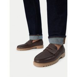 Loafersy Guess Jeans. Brązowe mokasyny męskie Guess Jeans, z jeansu. Za 379.99 zł.
