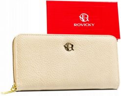 Portfel beżowy Rovicky R-PRK-01-F19. Brązowe portfele damskie ROVICKY, bez wzorów, ze skóry ekologicznej. Za 45.00 zł.