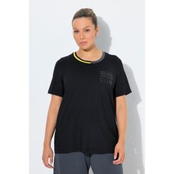 Damskie bluzka funkcyjna szybkoschnąca okrągły dekolt rękaw 1/2. Czarne t-shirty damskie Ulla Popken, plus size, bez wzorów, z elastanu, bez kołnierzyka. Za 199.99 zł.