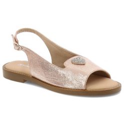 Sandały damskie Vinceza, na płaskim obcasie ze sprzączką z odkrytą piętą z ozdobą, złote, 17384-GD. Żółte sandały damskie VINCEZA, z aplikacjami, bez obcasa, na płaskiej podeszwie, bez zapięcia. Za 99.99 zł.