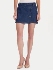 Guess Jeans Spódnica jeansowa W5BD96 D002A Granatowy Regular Fit. Niebieskie spódnice damskie Guess Jeans, z aplikacjami, z bawełny. Za 279.99 zł.
