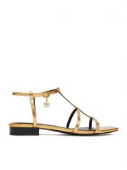 GINO ROSSI Sandały CEO-ROSE-LT22866-1 Złoty. Żółte sandały damskie Gino Rossi, bez wzorów, ze skóry, bez obcasa, na płaskiej podeszwie, bez zapięcia. Za 299.99 zł.