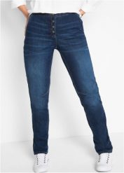 Dżinsy o kroju boyfriend, mid waist, z wygodnym paskiem. Niebieskie jeansy damskie bonprix. Za 149.99 zł.
