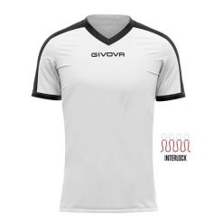 Koszulka piłkarska dla dorosłych Givova Revolution Interlock. Białe koszulki sportowe męskie Givova, xs, bez wzorów, bez kołnierzyka, bez ramiączek, do piłki nożnej. Za 64.35 zł.