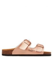 Pepe Jeans Klapki PLS90621 Złoty. Żółte klapki damskie Pepe Jeans, bez wzorów, z jeansu, bez obcasa. Za 169.99 zł.