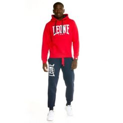 Bluza z bawełna z kaptur na co dzień na siłownię. Czerwone bluzy męskie LEONE 1947 APPAREL, bez wzorów, z bawełny, bez kaptura, na fitness i siłownię. W wyprzedaży za 247.55 zł.