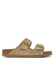 Birkenstock Klapki Arizona 1032061 Khaki. Brązowe klapki damskie Birkenstock, bez wzorów, ze skóry, bez obcasa. Za 509.99 zł.