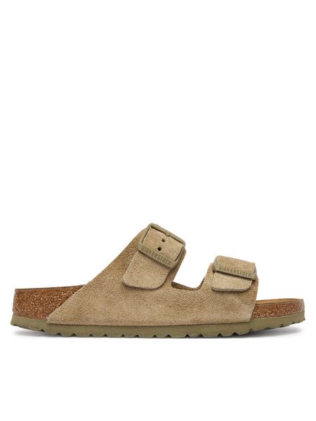 Birkenstock Klapki Arizona 1032061 Khaki. Brązowe klapki damskie Birkenstock, bez wzorów, ze skóry, bez obcasa. Za 539.99 zł.