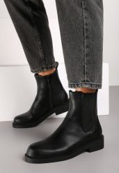 Czarne Klasyczne Botki Typu Sztyblety Tatiola. Czarne botki damskie Renee, eleganckie, bez obcasa, na obcasie, bez zapięcia. Za 139.99 zł.