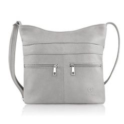 Torebka damska skórzana na ramię pojemna szara Paolo Peruzzi AY-23-GRE. Szare torby na ramię damskie bez wzorów, z materiału, biznesowe, bez dodatków. Za 219.00 zł.