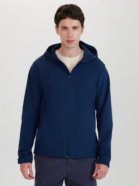 4F Kurtka softshell wiatroodporna membrana 5000 męska - granatowa XL. Niebieskie kurtki męskie 4f, m, bez wzorów, z dzianiny, klasyczne, z kapturem. W wyprzedaży za 199.99 zł.