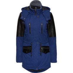 Kurtka parka z wstawkami ze sztucznej skóry bonprix kobaltowo-czarny. Parki damskie bonprix, z materiału. Za 99.99 zł.