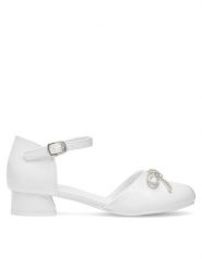 Nelli Blu Baleriny CM230730-10 Biały. Białe baleriny dziewczęce Nelli Blu, bez wzorów, z materiału, bez zapięcia. Za 79.99 zł.