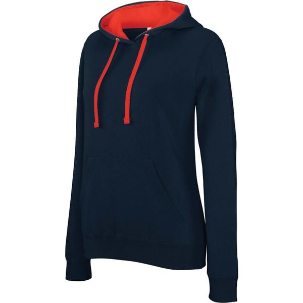 Bluza damska z kapturem Kariban Contrastée. Białe bluzy damskie KARIBAN, s, bez wzorów, z bawełny, z kapturem. Za 157.50 zł.