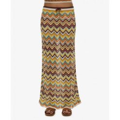 Długa spódnica z prążkowanej dzianiny w zygzaki dla kobiet Superdry. Zielone spódnice damskie Superdry., bez wzorów, z dzianiny, casualowe, maxi, proste. Za 349.55 zł.