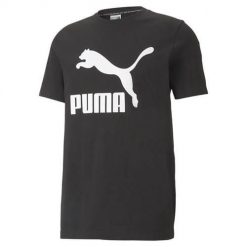Koszulka sportowa męska Puma Classics Logo Tee. Czarne koszulki sportowe męskie Puma, m, bez wzorów, bez kołnierzyka, bez ramiączek, trekkingowe. Za 186.00 zł.