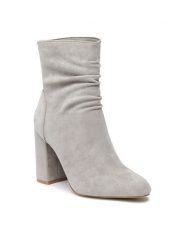 DeeZee Botki WYL3236-1 Szary. Szare botki damskie DeeZee, z materiału, bez obcasa, na słupku, bez zapięcia. Za 199.99 zł.