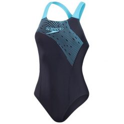 Strój pływacki jednoczęściowy damski Speedo Medley Logo Medalist. Niebieskie kostiumy jednoczęściowe damskie Speedo, bez wzorów, z materiału, klasyczne, do pływania. Za 221.00 zł.