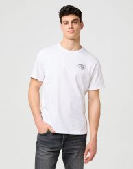 MESKA KOSZULKA WRANGLER EMBROIDERY TEE WORN WHITE 112371487. Białe koszulki polo męskie Wrangler, m, bez wzorów, bez ramiączek. Za 99.99 zł.