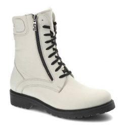 Białe Botki Damskie Simen Modne Skórzane Buty. Białe kozaki damskie Simen, z puchu, bez obcasa, na obcasie. Za 399.00 zł.