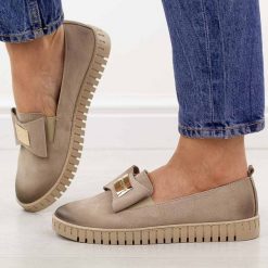 Cappucciono skórzane Polskie półbuty damskie Deoni D057. Żółte półbuty damskie Deoni, na jesień, z aplikacjami, ze skóry, casualowe, z okrągłym noskiem, bez obcasa, na płaskiej podeszwie, bez zapięcia. Za 429.00 zł.