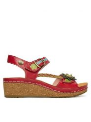 Laura Vita Sandały Facscineo 09 Czerwony. Czerwone sandały damskie Laura Vita, bez wzorów, ze skóry, bez obcasa, na koturnie, bez zapięcia. Za 429.99 zł.