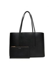 Calvin Klein Torebka Foil Logo Tote W/Pouch LV04F3274G Czarny. Czarne torebki do ręki damskie Calvin Klein, bez wzorów, ze skóry, bez dodatków. Za 589.99 zł.