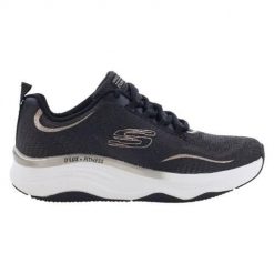 Buty do chodzenia damskie Skechers Dlux Fitnesspure. Czarne obuwie sportowe damskie Skechers, bez wzorów, z materiału, trekkingowe. Za 395.00 zł.