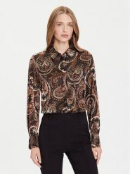 Guess Koszula W5BH78 W2770 Brązowy Regular Fit. Brązowe bluzki damskie Guess, l, z aplikacjami, z syntetyku, bez kołnierzyka, bez ramiączek. Za 339.99 zł.