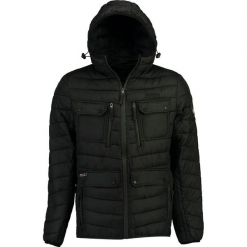 Kurtka zimowa "Davantage" w kolorze czarnym. Czarne kurtki męskie marki Geographical Norway Men, na zimę, z aplikacjami. W wyprzedaży za 272.95 zł.