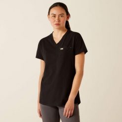 Koszulka damska Ariat Rebar Workman Rose. Czarne t-shirty damskie Ariat, bez wzorów, sportowe, bez kołnierzyka. Za 252.50 zł.
