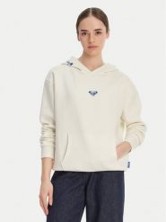 Roxy Bluza W126-RXLSS-1017-02X Écru Regular Fit. Białe bluzy damskie Roxy, l, bez wzorów, z bawełny, bez kaptura. Za 129.99 zł.