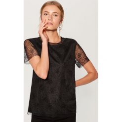 Koszulka z tiulem - Czarny. T-shirty damskie marki Mohito. W wyprzedaży za 19.99 zł.