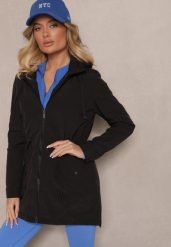 Czarna Przejściowa Kurtka o Fasonie Parki ze Ściągaczem w Talii Zolidi. Czarne kurtki damskie Renee, l, bez wzorów, z jeansu, eleganckie, bez kaptura. Za 139.99 zł.