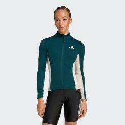Koszulka z długim rękawem do jazdy na rowerze Tempo 3-Stripes. Szare bluzy sportowe damskie Adidas, m, bez wzorów, bez kaptura, rowerowe. W wyprzedaży za 343.85 zł.